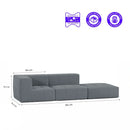 Sofá Modular Boucle Cinza Grafite - 2 Lugares - 1 Canto com Apoio de Pé