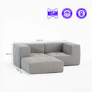 Sofá Modular Boucle Bege - 2 Lugares - 2 Cantos com Apoio de Pé