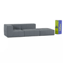 Sofá Modular Boucle Cinza Grafite - 2 Lugares - 1 Canto com Apoio de Pé